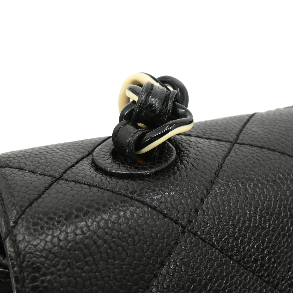 Chanel 1996-1997 Black Caviar Single Flap Shoulder Bag