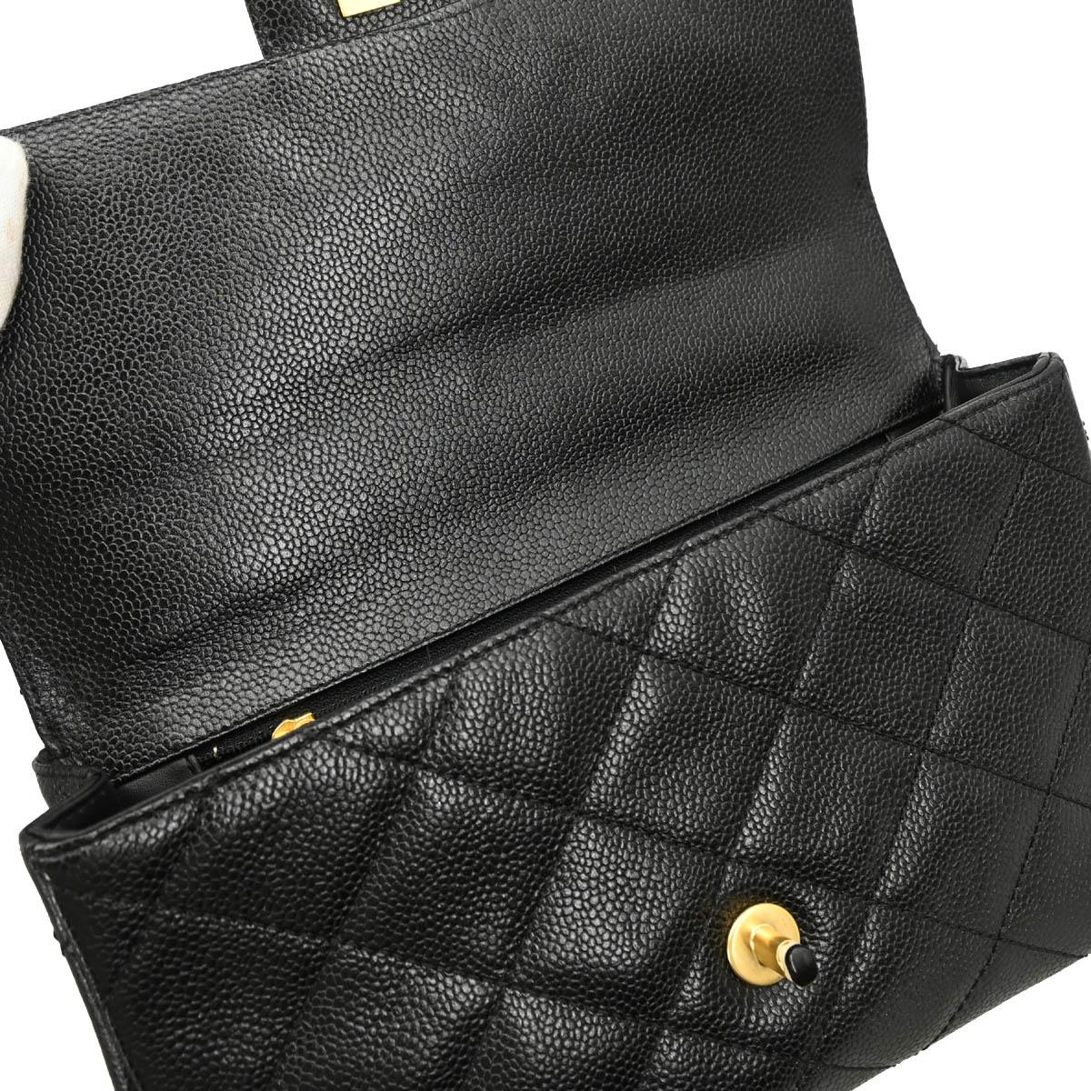 Chanel 1996-1997 Black Caviar Single Flap Shoulder Bag