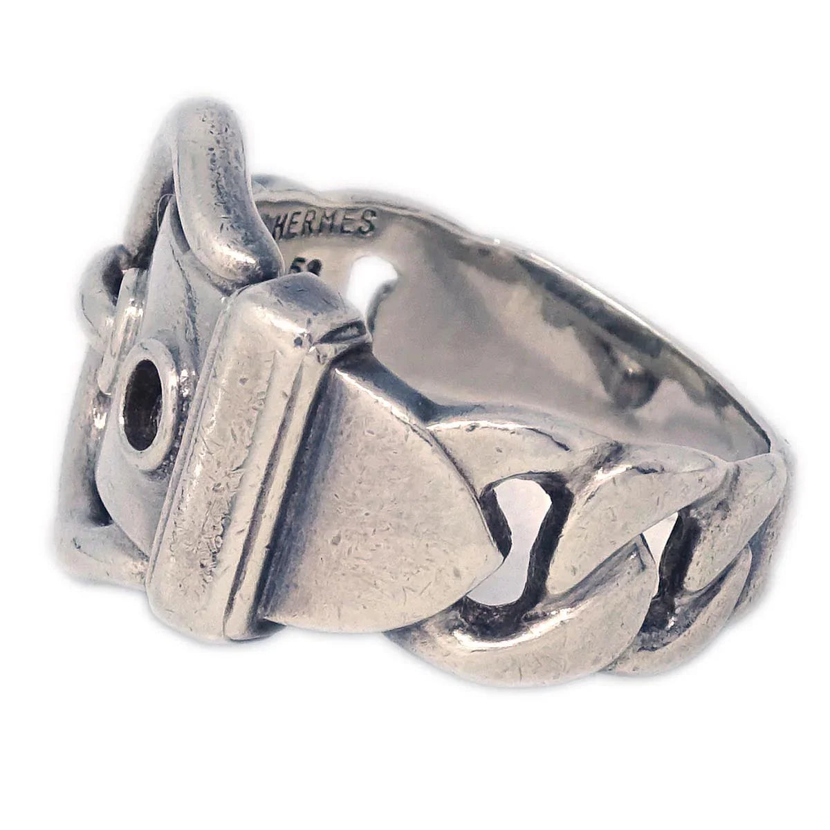 Hermes Deux anneaux Ring Silver #53