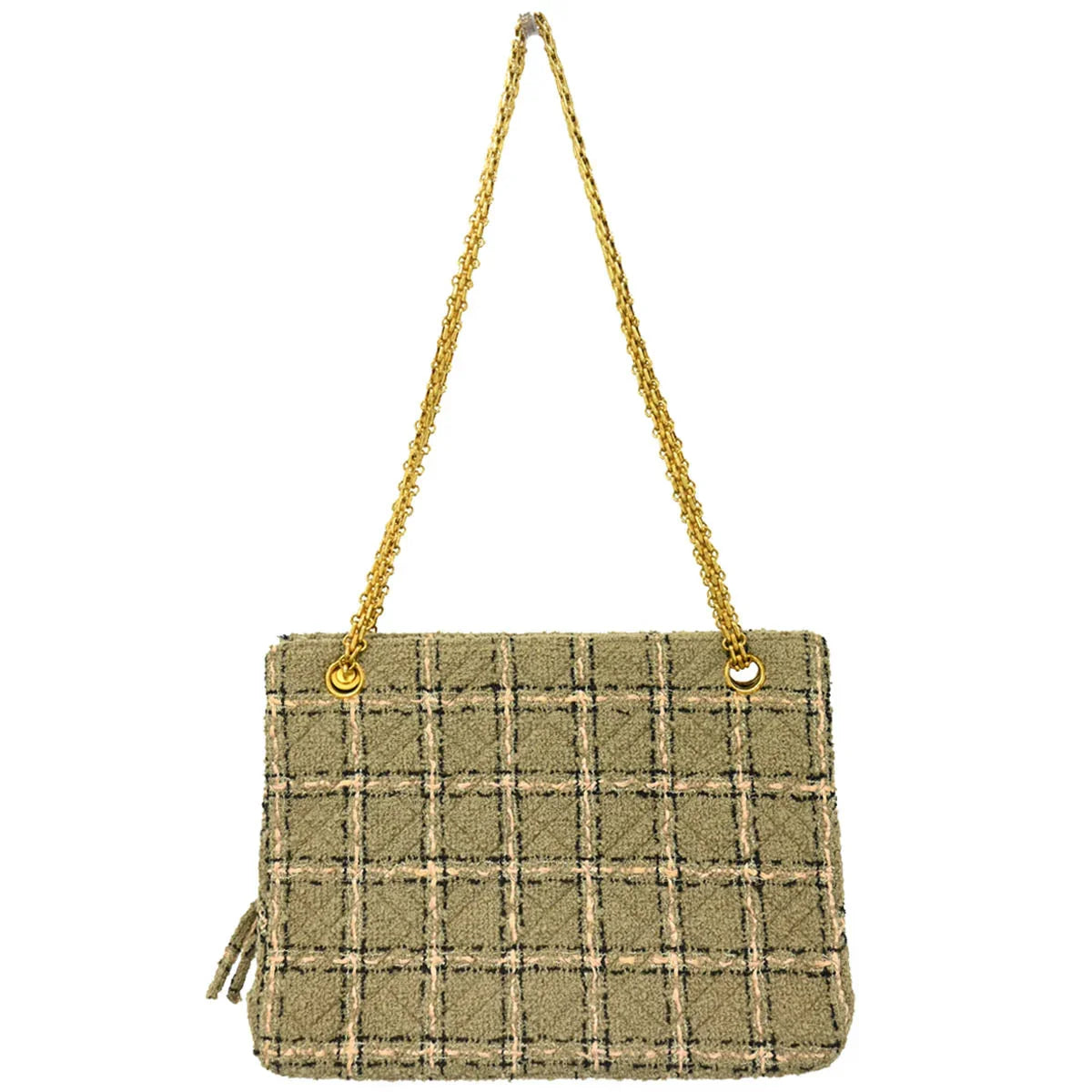 Chanel 1994-1996 Gray Tweed Chain Shoulder Bag
