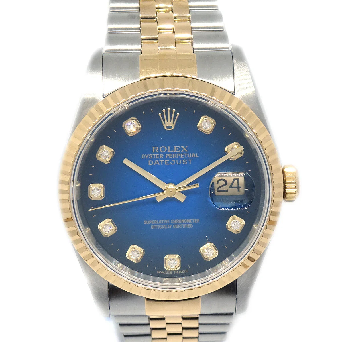 Rolex Oyster Perpetual Datejust Ref.16233G 36mm Watch 18KYG SS Diamond
