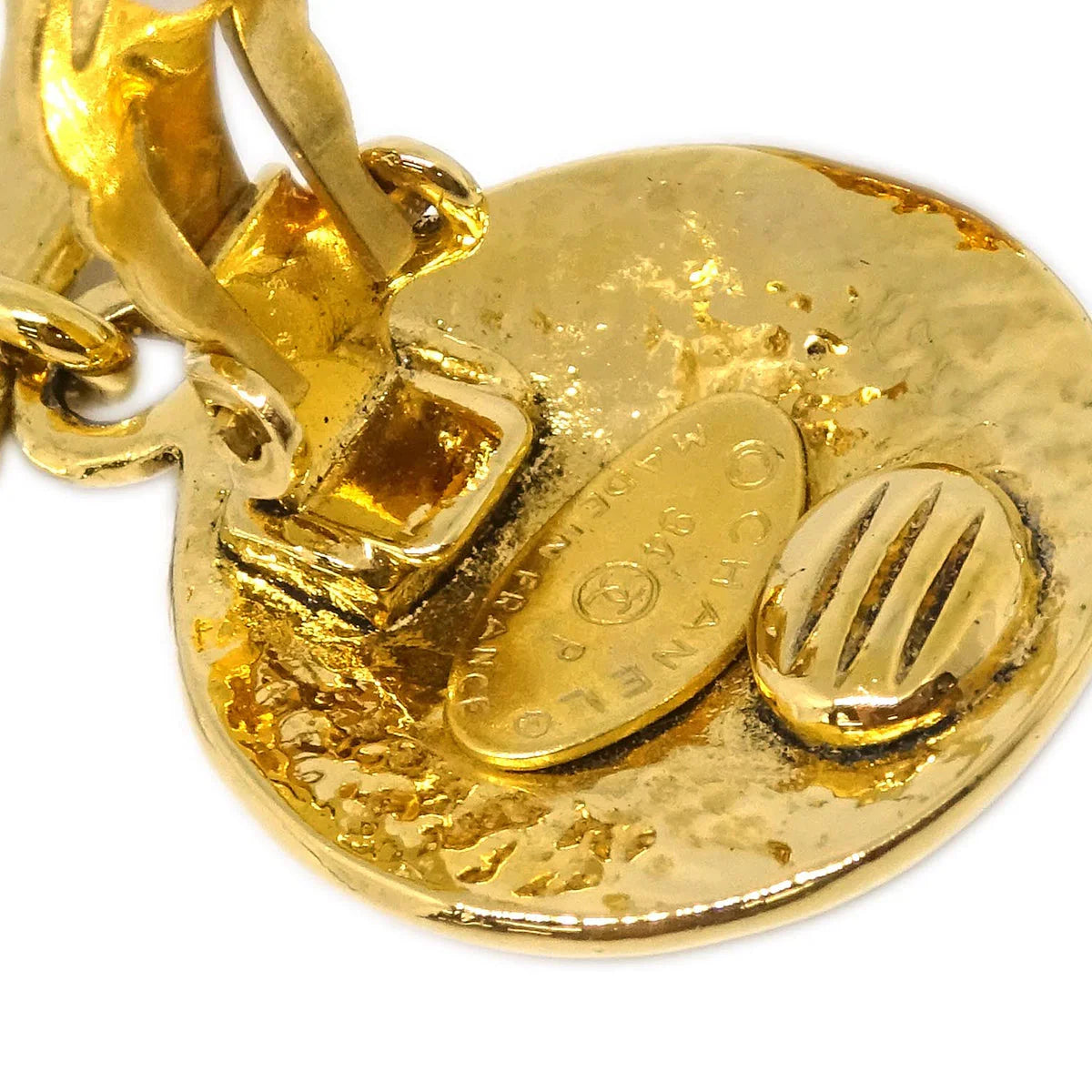 Chanel Dangle Earrings CC Clip-On Gold 94P