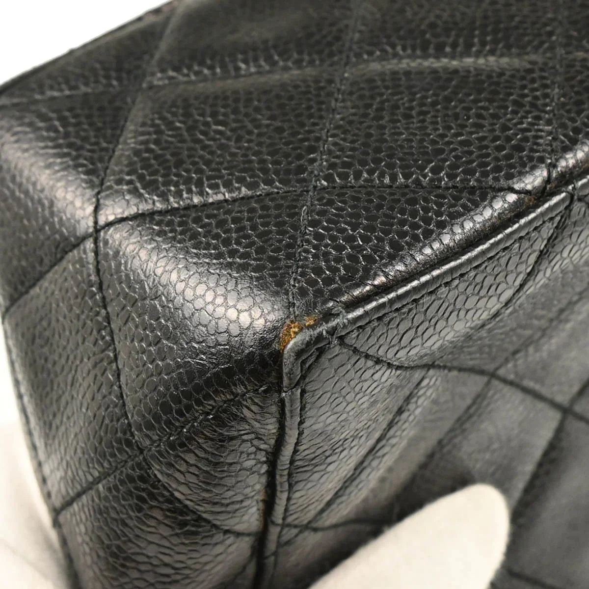 Chanel 1996-1997 Black Caviar Straight Flap Shoulder Bag