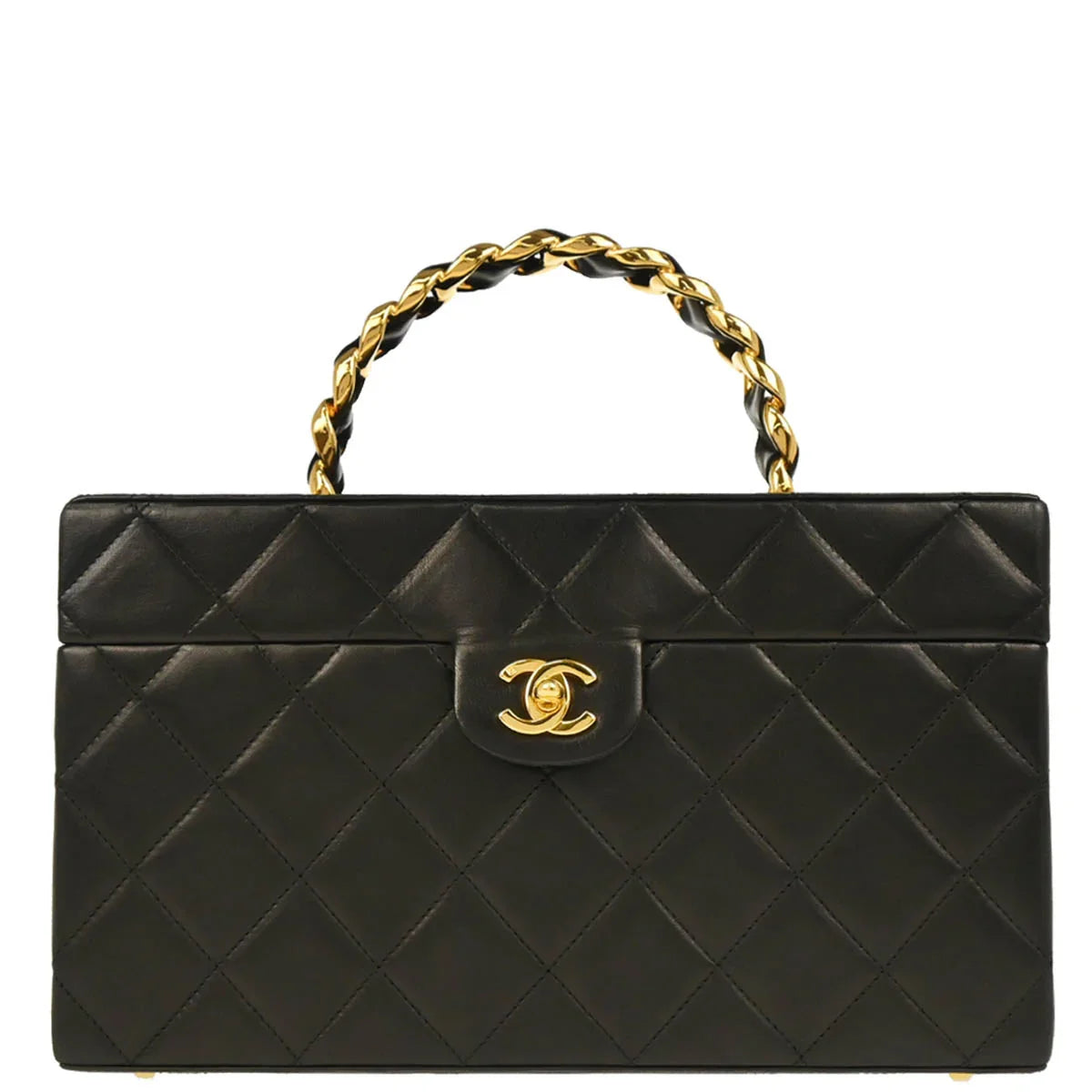 Chanel 1994-1996 Black Lambskin Vanity Handbag