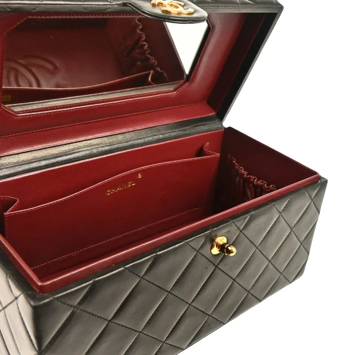 Chanel 1994-1996 Black Lambskin Vanity Handbag
