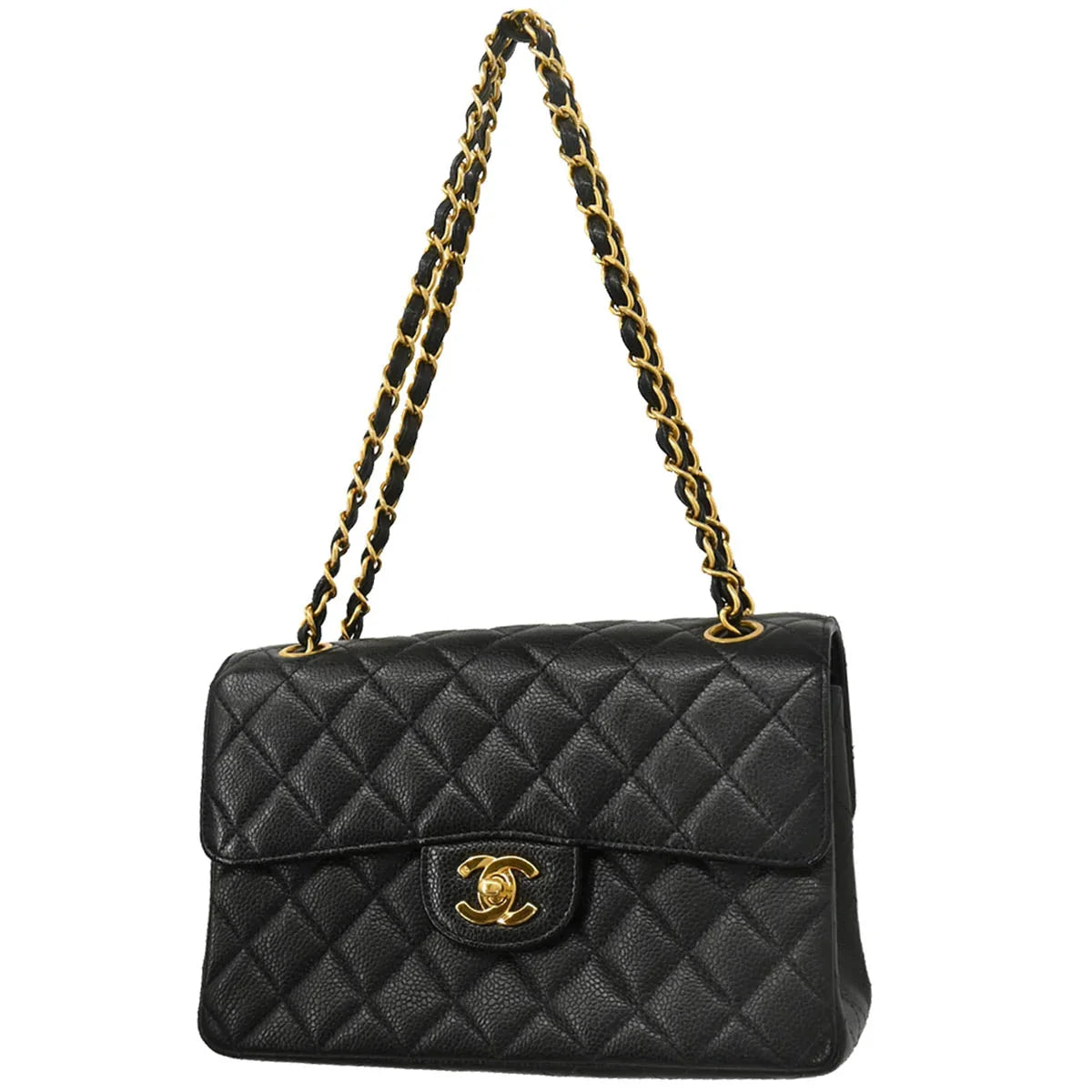 Chanel 1996-1997 Black Caviar Double Sided Classic Flap Shoulder Bag