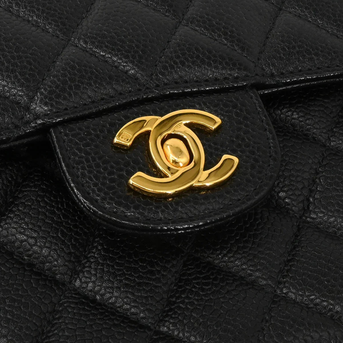 Chanel 1996-1997 Black Caviar Double Sided Classic Flap Shoulder Bag