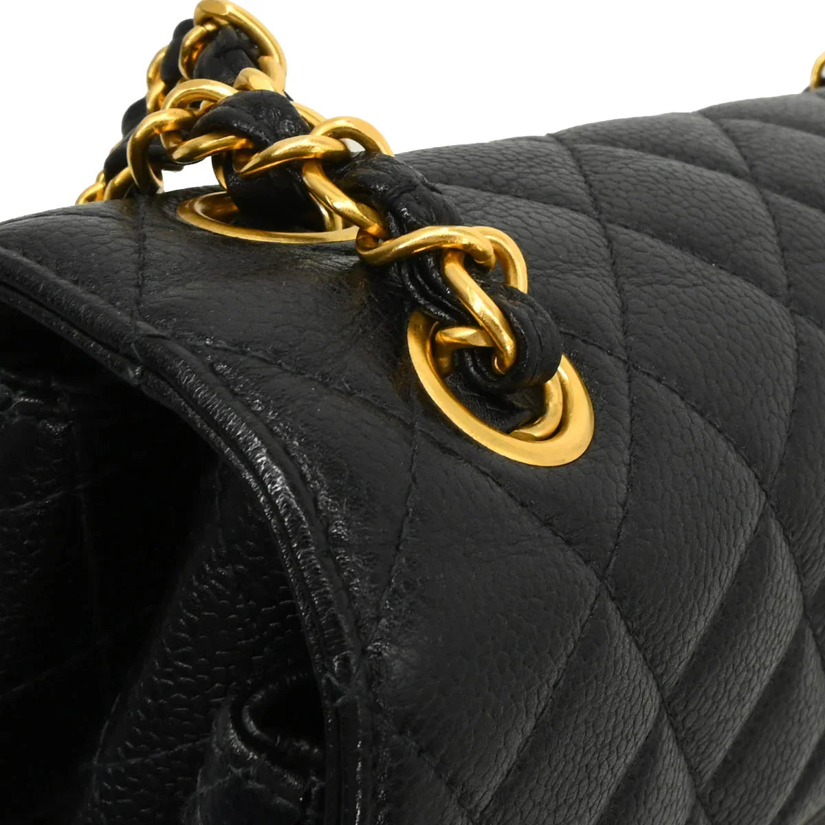 Chanel 1996-1997 Black Caviar Double Sided Classic Flap Shoulder Bag