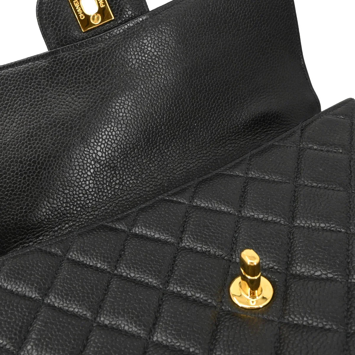 Chanel 1996-1997 Black Caviar Double Sided Classic Flap Shoulder Bag