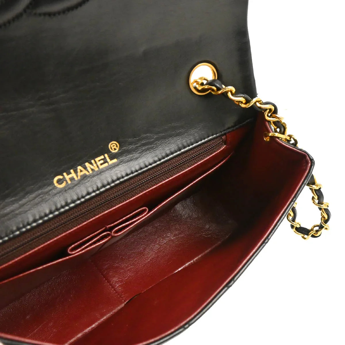 Chanel 1989-1991 Black Lambskin Turnlock Small Full Flap Shoulder Bag