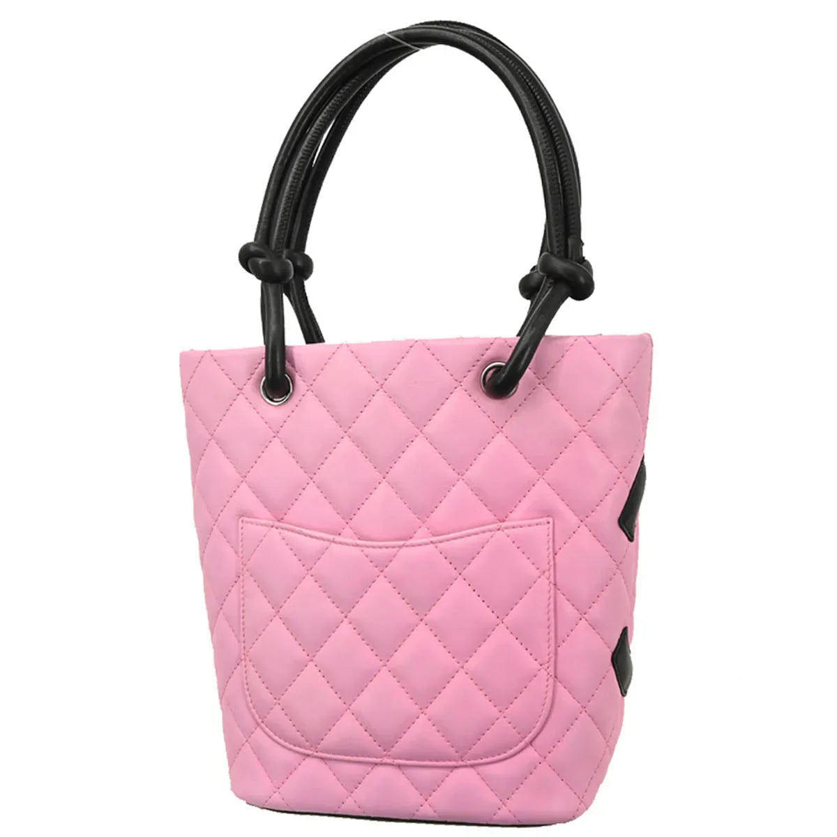 Chanel 2003-2004 Pink Black Calfskin Cambon Ligne Tote Handbag