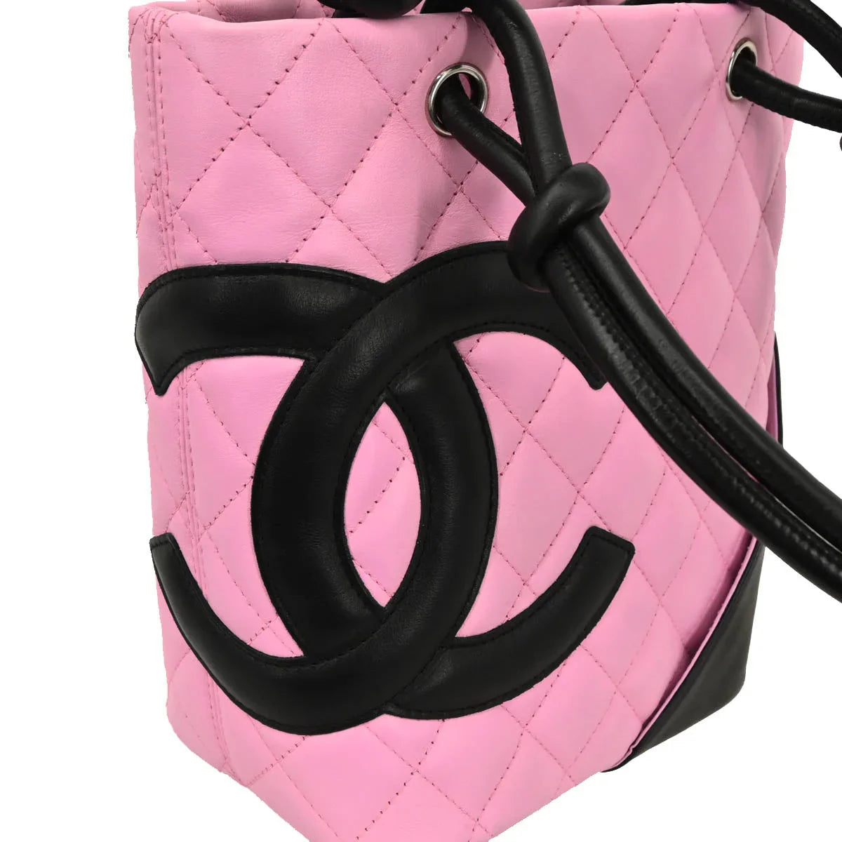 Chanel 2003-2004 Pink Black Calfskin Cambon Ligne Tote Handbag