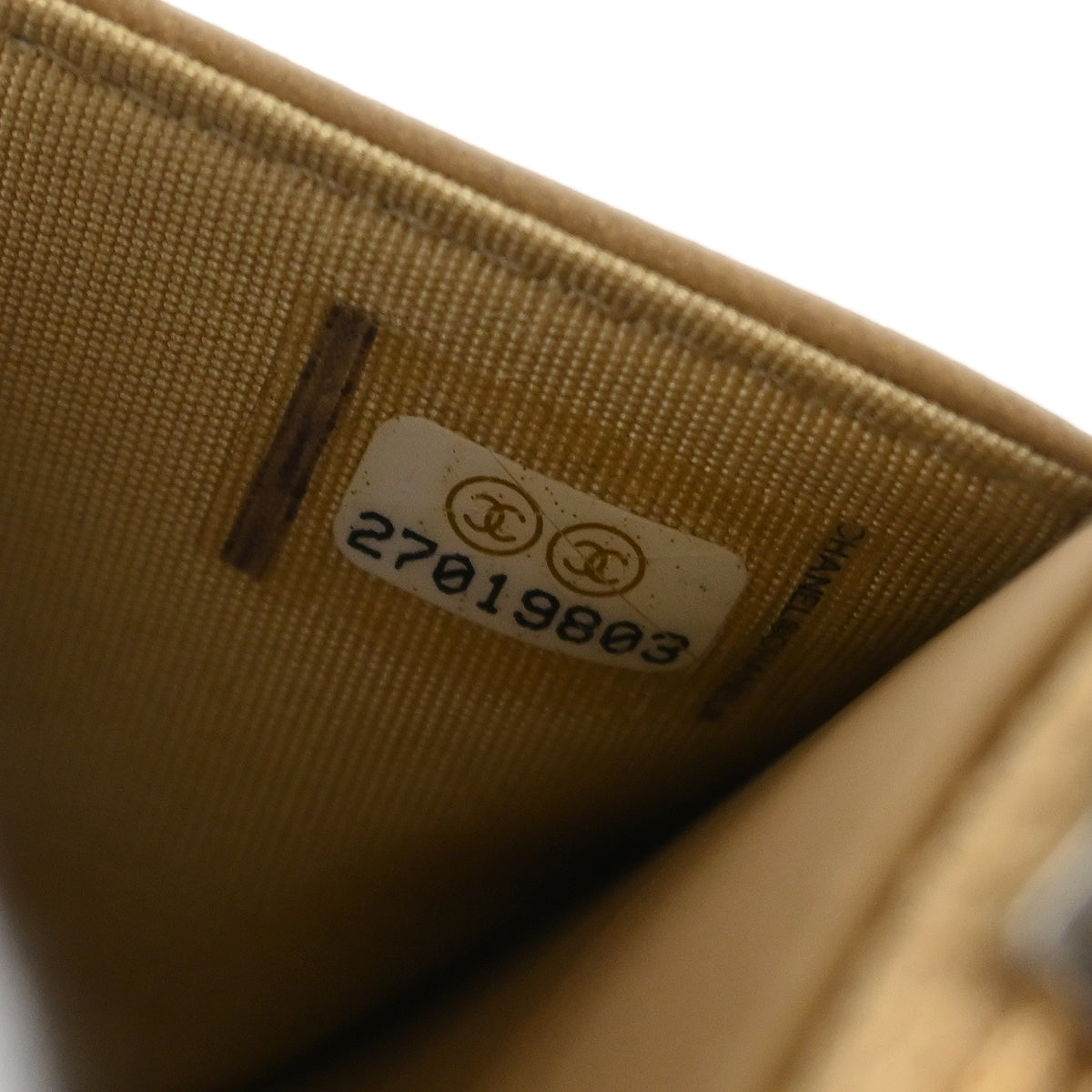 Chanel 2019 Beige Lambskin Rhinestone Camellia WOC Shoulder Wallet Bag