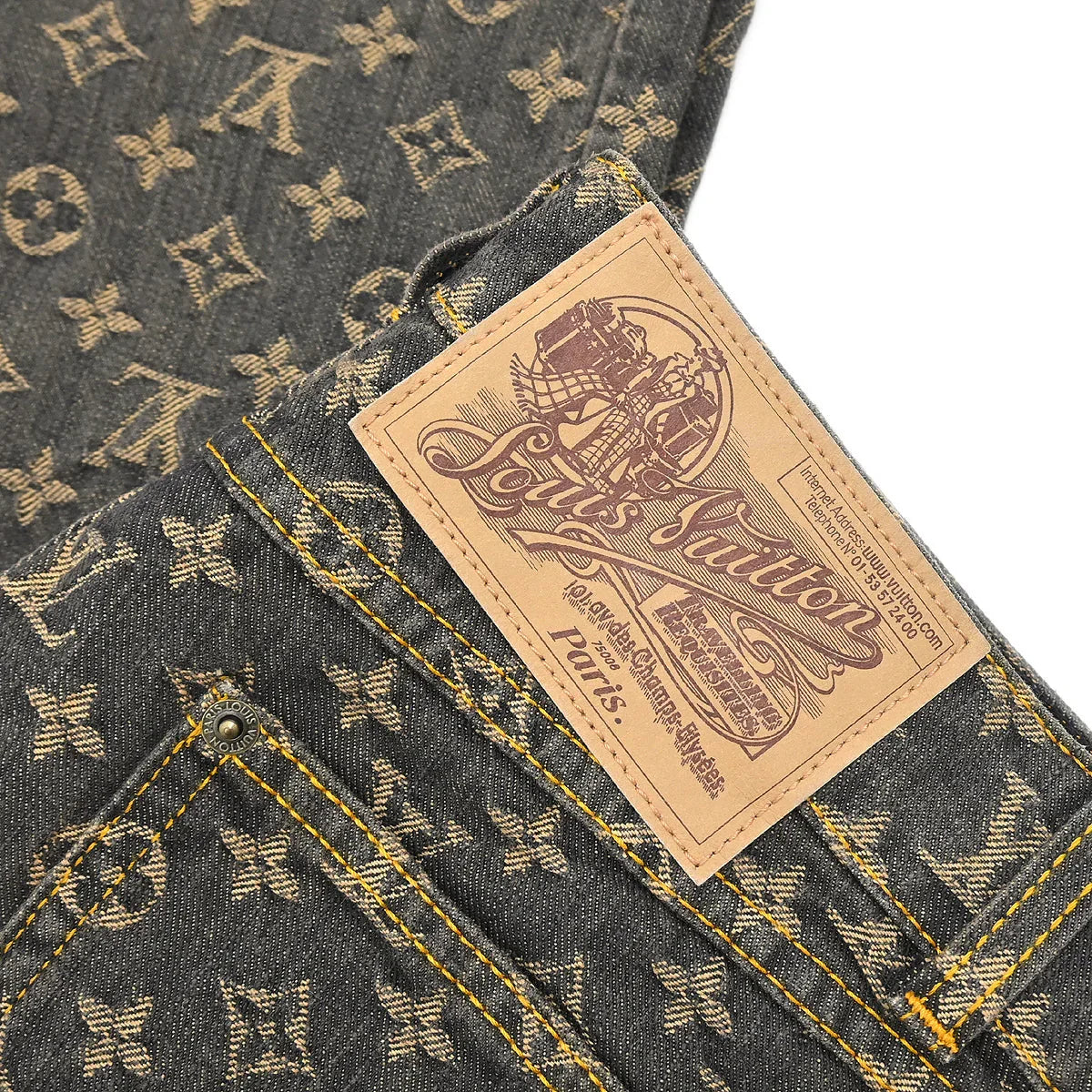 Louis Vuitton Monogram Denim Long Pants Gray #38