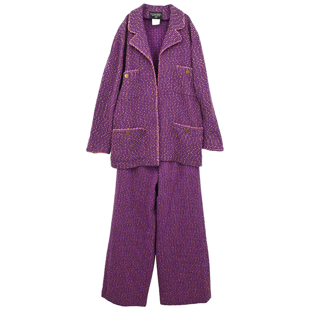 Chanel 1997 Set Jacket Pants Purple #38
