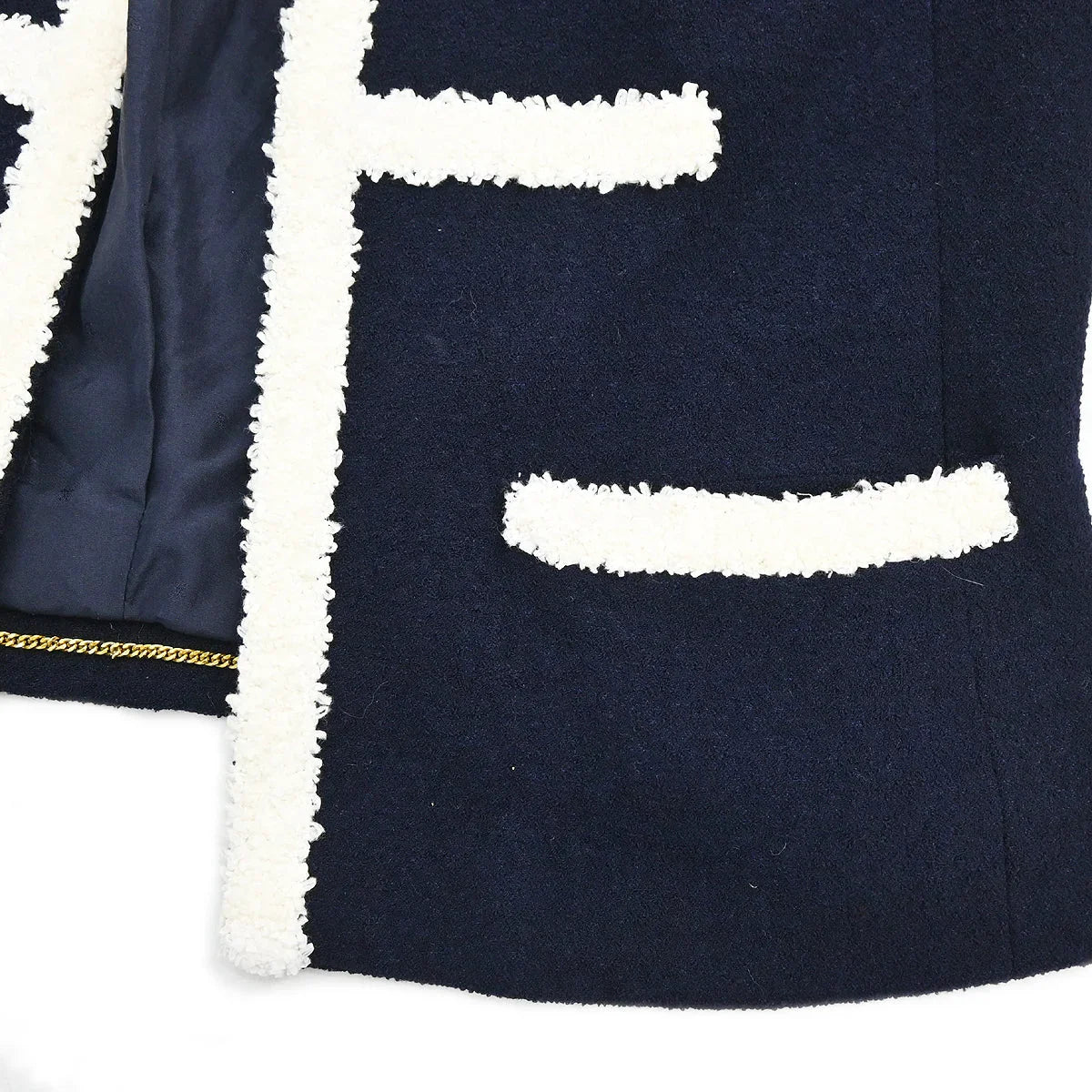 Chanel Collarless Jacket Navy #44