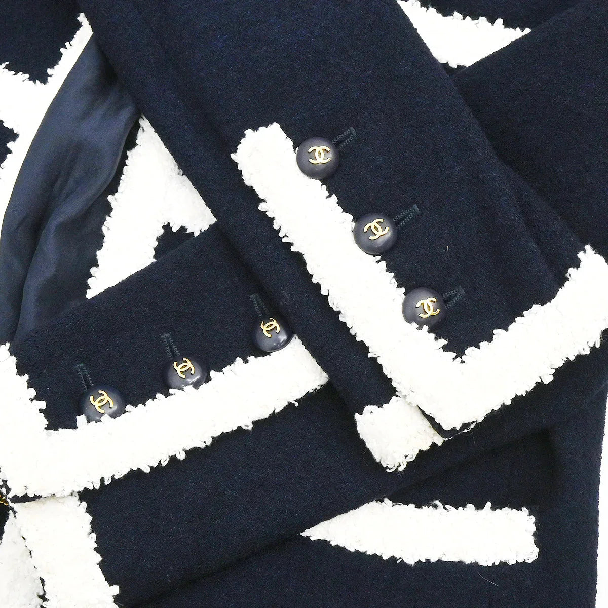 Chanel Collarless Jacket Navy #44