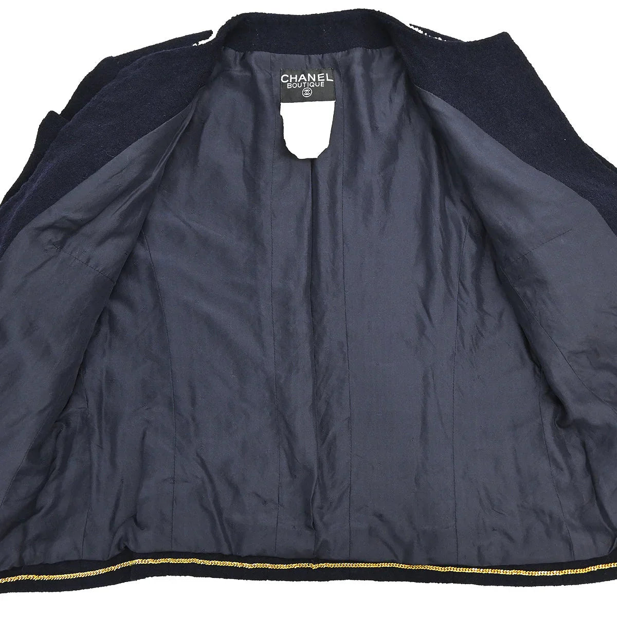 Chanel Collarless Jacket Navy #44