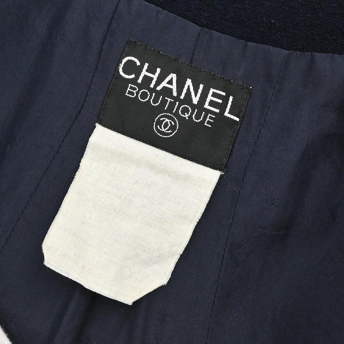 Chanel Collarless Jacket Navy #44