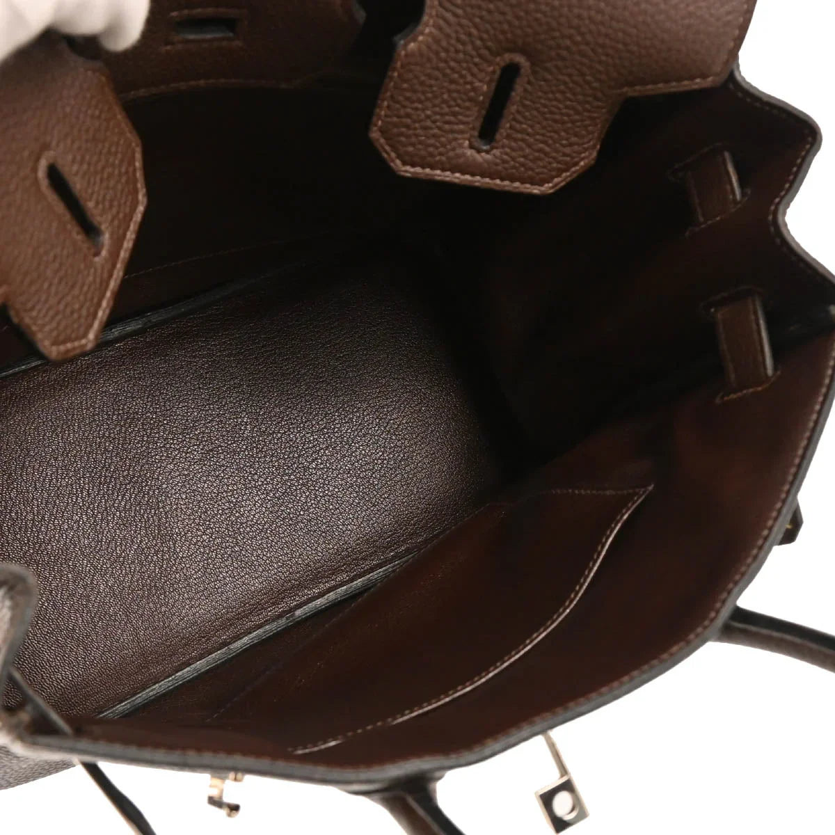 Hermes 2004 Chocolat Togo Haut a Courroies 28 Handbag