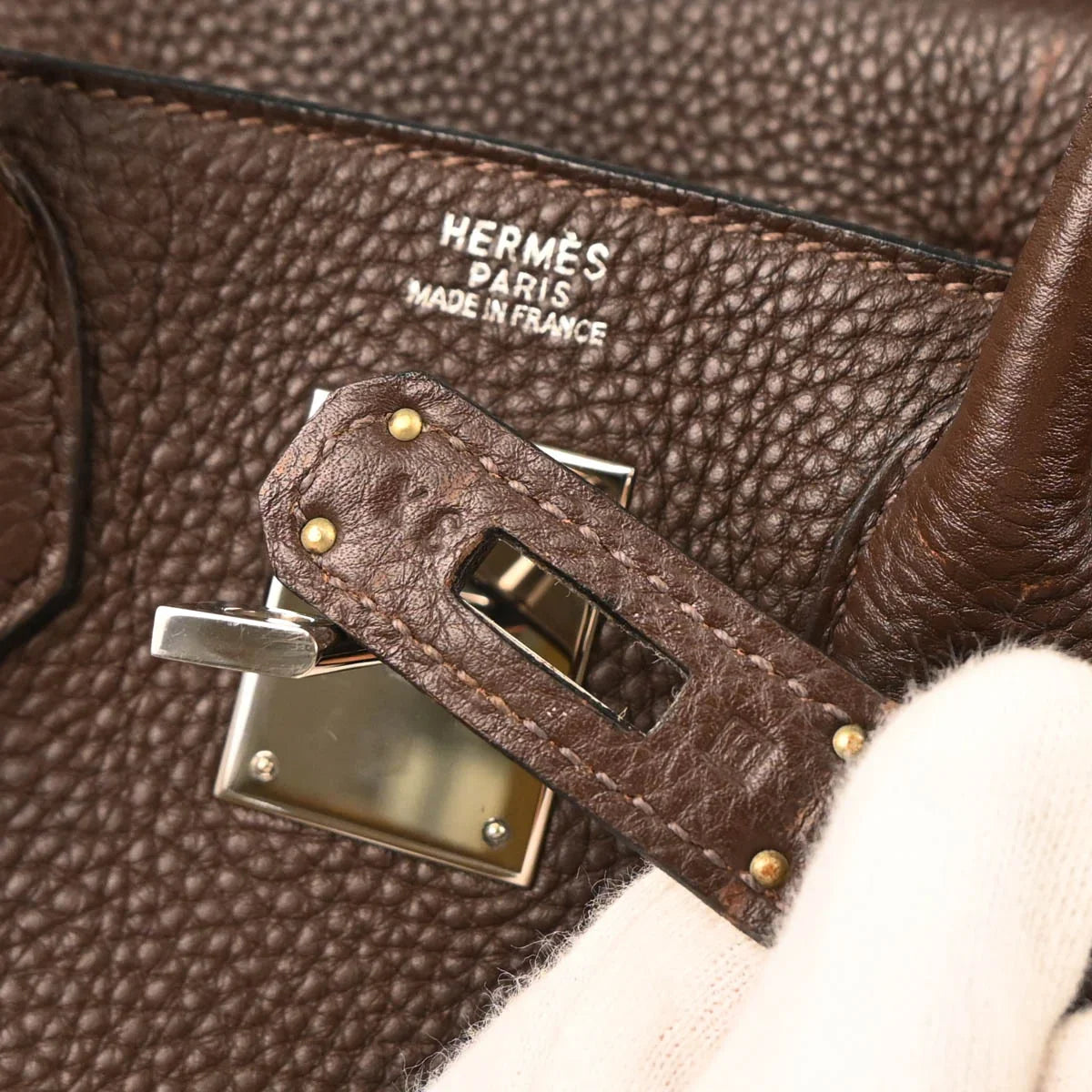 Hermes 2004 Chocolat Togo Haut a Courroies 28 Handbag