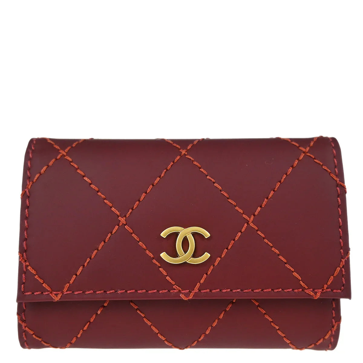 CHANEL6plusケース Chanel 2003-2004 Red Calfskin Wild Stitch Six Hook Key Case