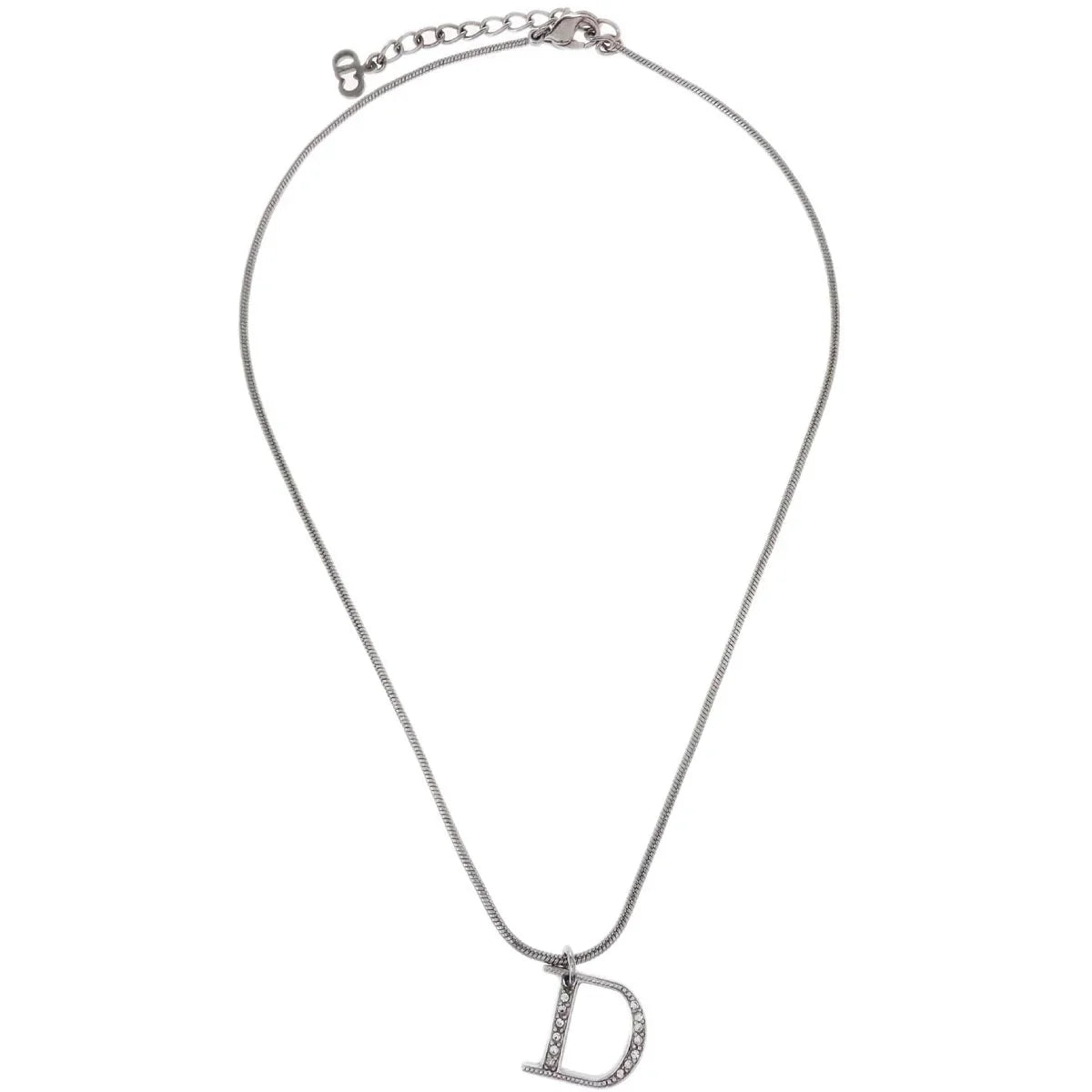 Christian Dior Necklace Pendant Silver Rhinestone