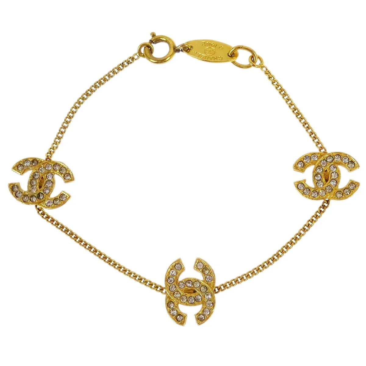 Chanel CC Chain Bracelet Gold Rhinestone 4022/1982