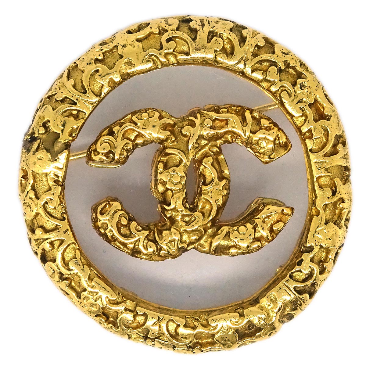 Chanel Medallion Brooch Pin Gold 93A