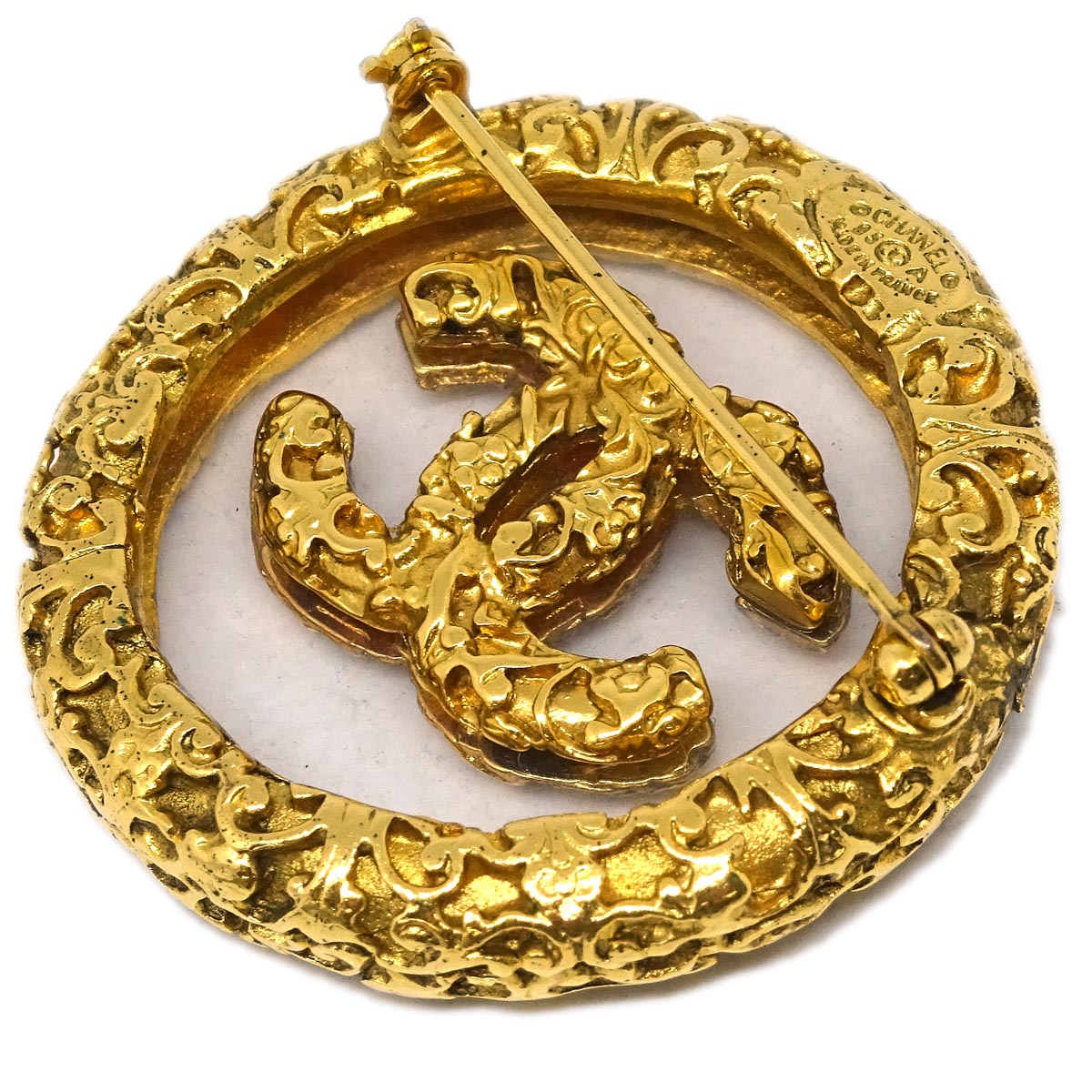 Chanel Medallion Brooch Pin Gold 93A