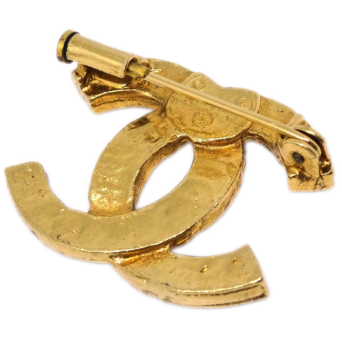Chanel CC Brooch Pin Gold Rhinestone