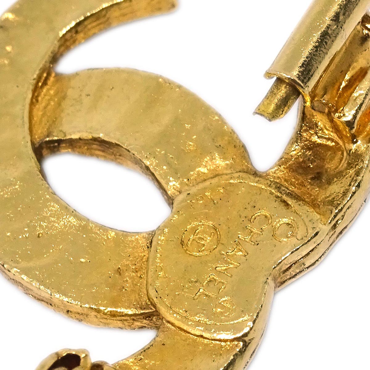 Chanel CC Brooch Pin Gold Rhinestone