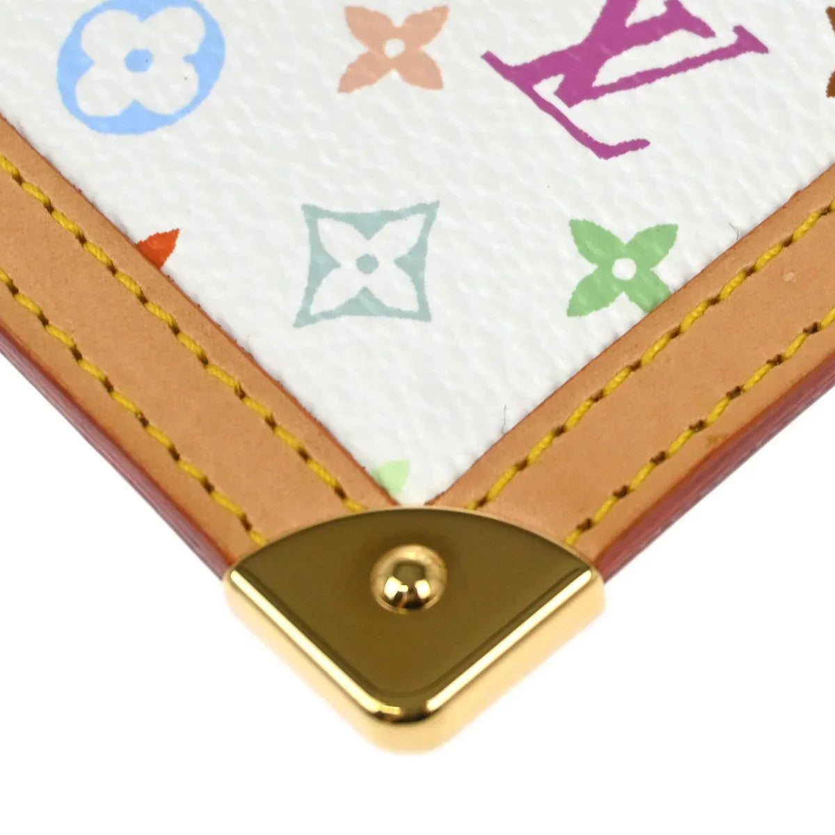 Louis Vuitton 2004 White Multicolor Pochette Cles Coin Purse M92655
