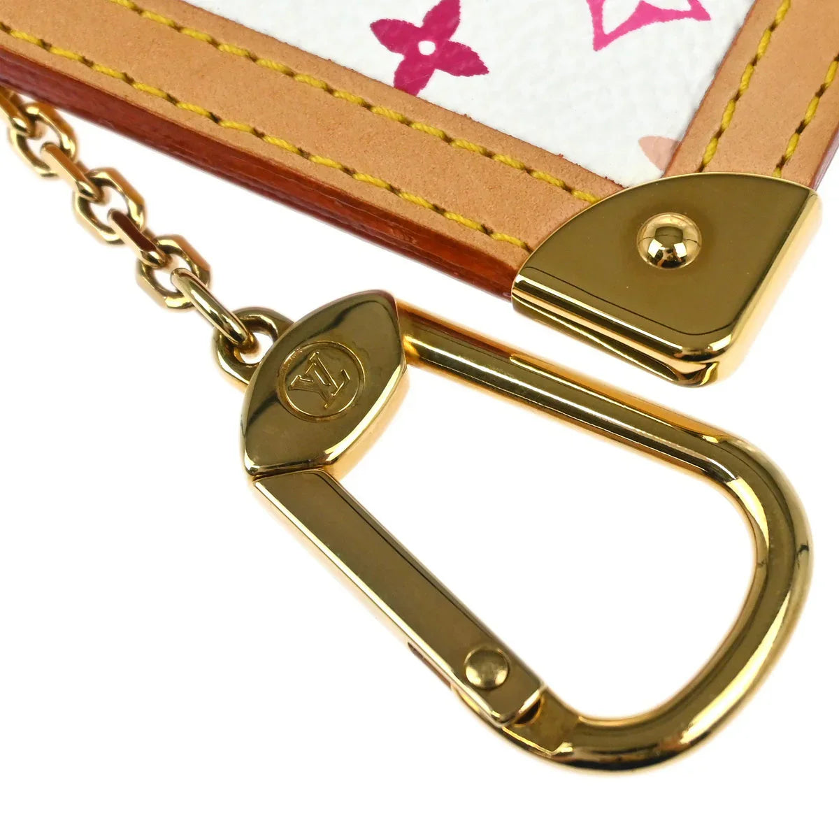Louis Vuitton 2004 White Multicolor Pochette Cles Coin Purse M92655