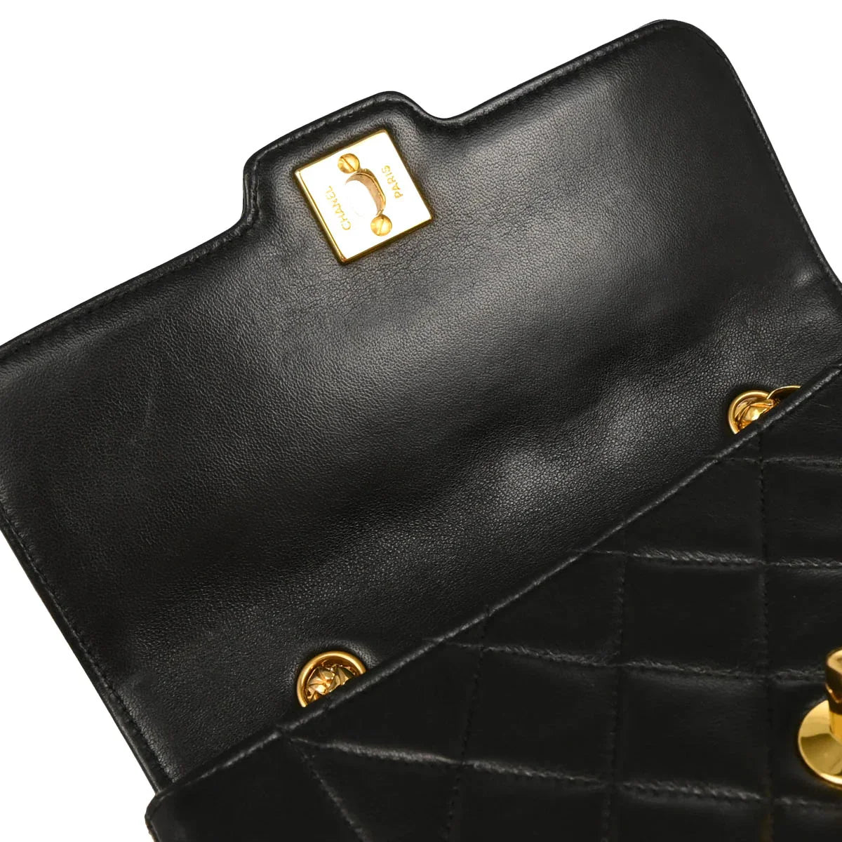 Chanel 1991-1994 Black Lambskin Single Flap Shoulder Bag
