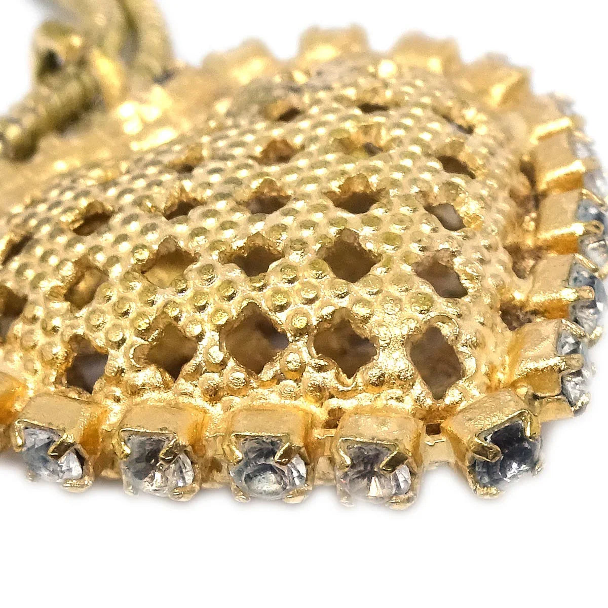 Chanel Heart CC Chain Bracelet Gold Rhinestone 01P