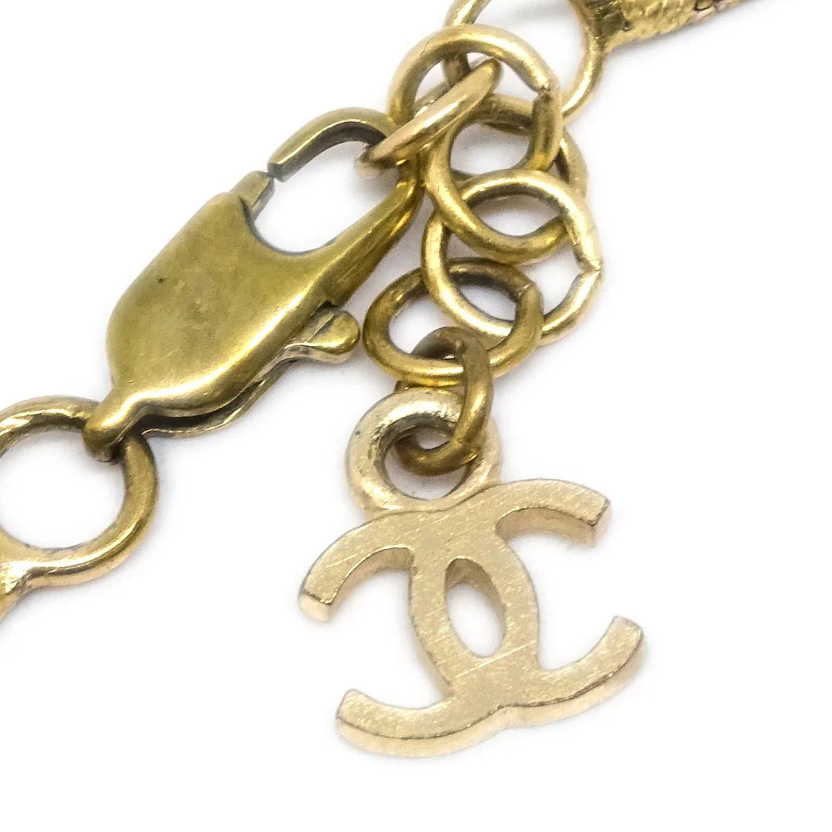 Chanel Heart CC Chain Bracelet Gold Rhinestone 01P