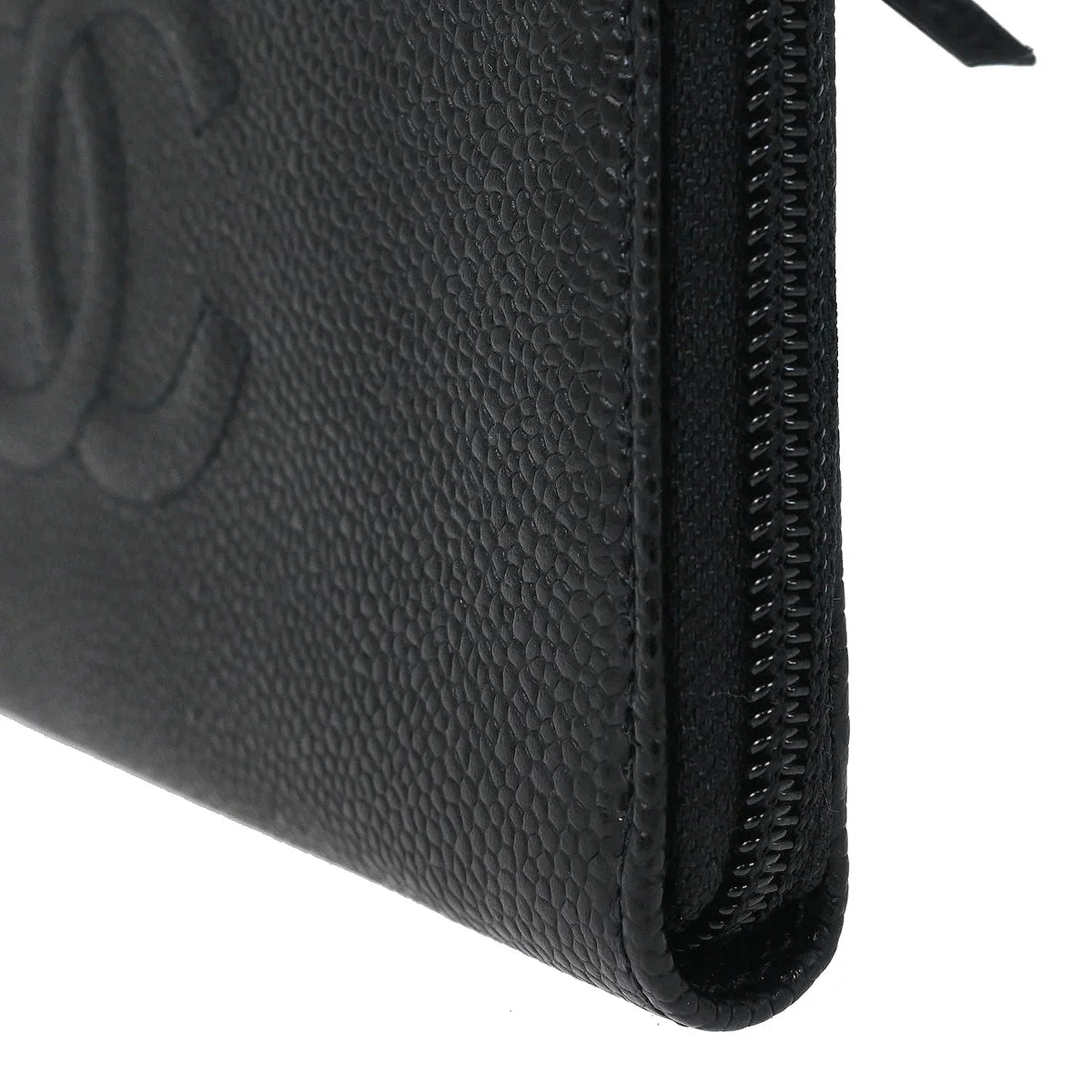 Chanel 2003-2004 Black Caviar Long Wallet Purse