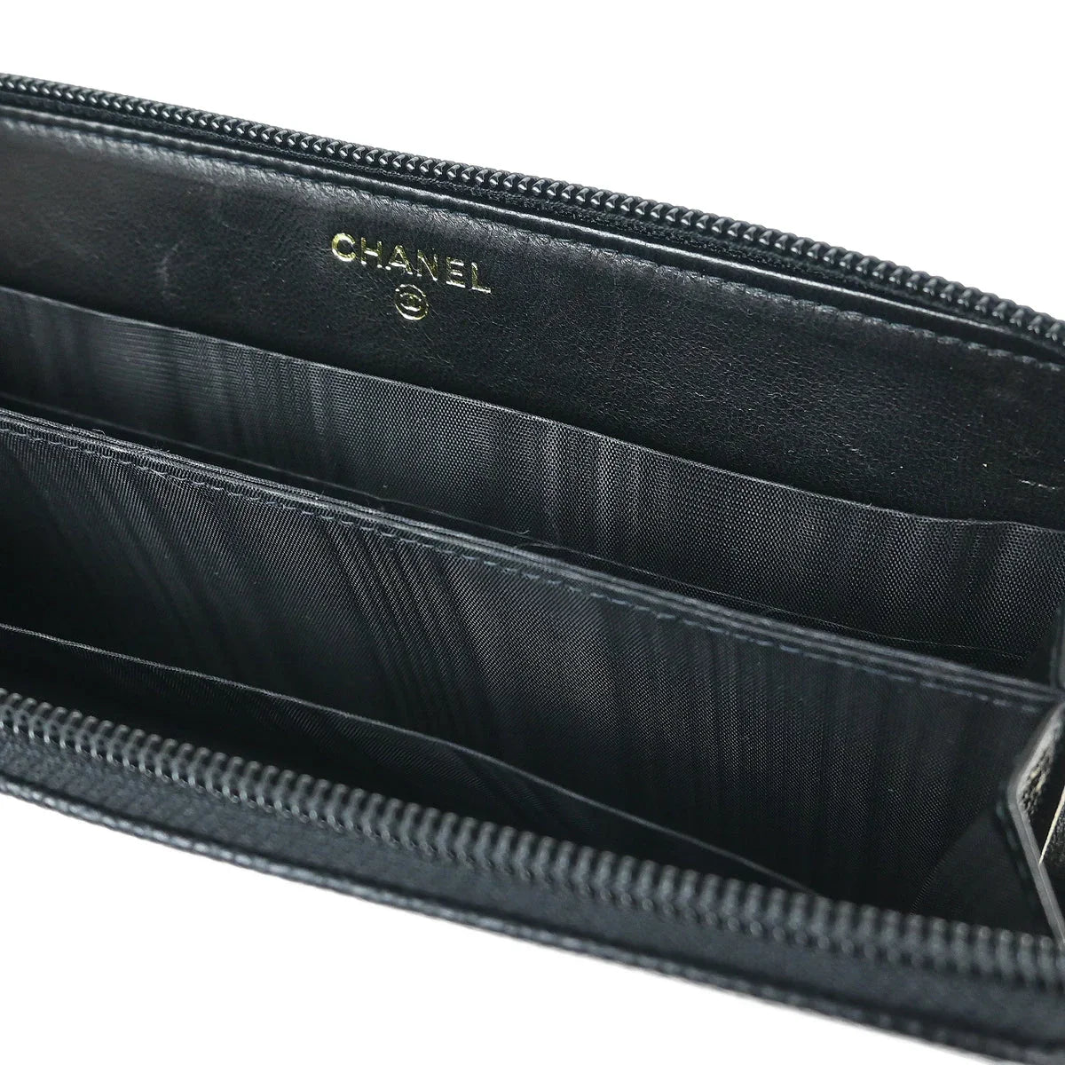 Chanel 2003-2004 Black Caviar Long Wallet Purse