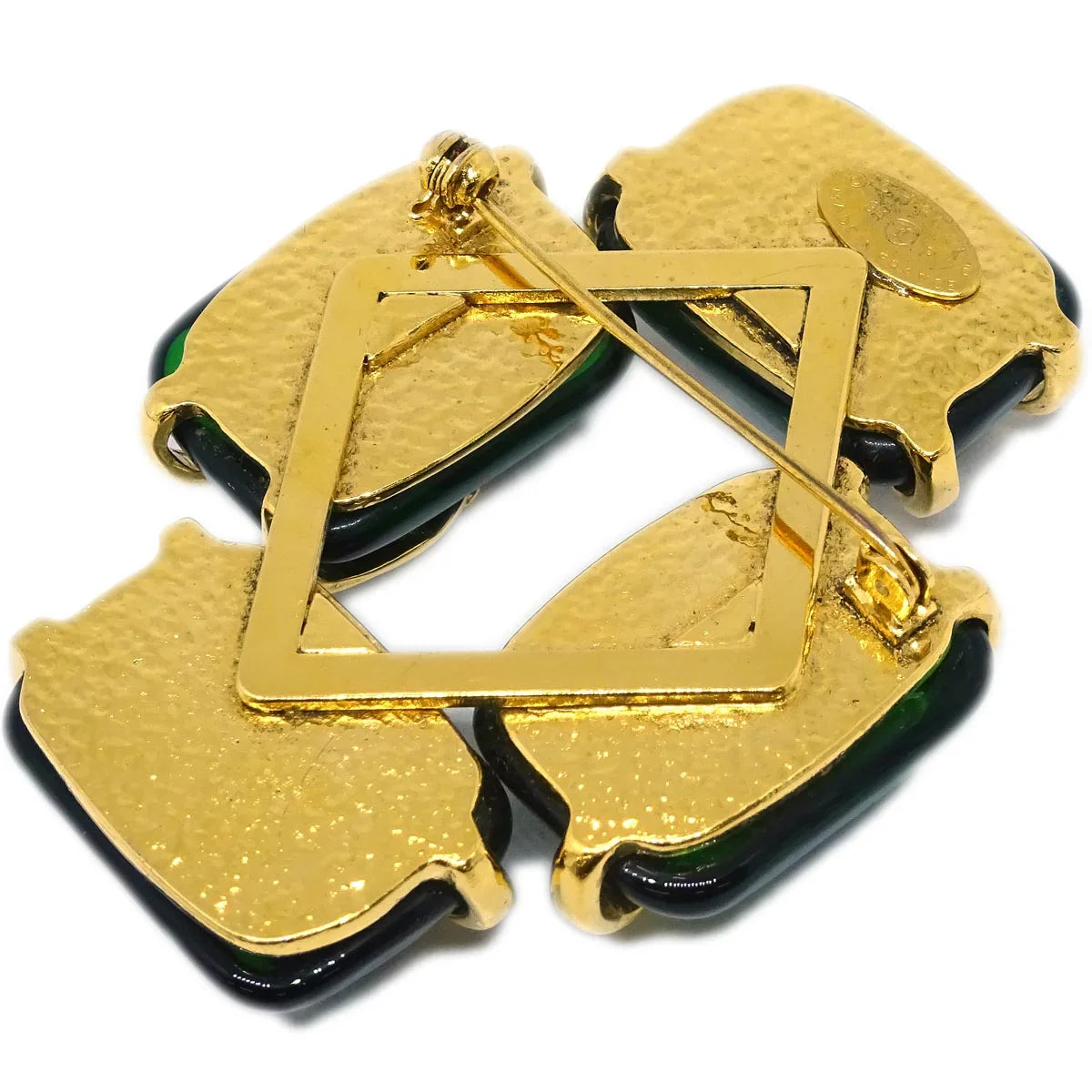 Chanel Gripoix Brooch Pin Gold Green 94P