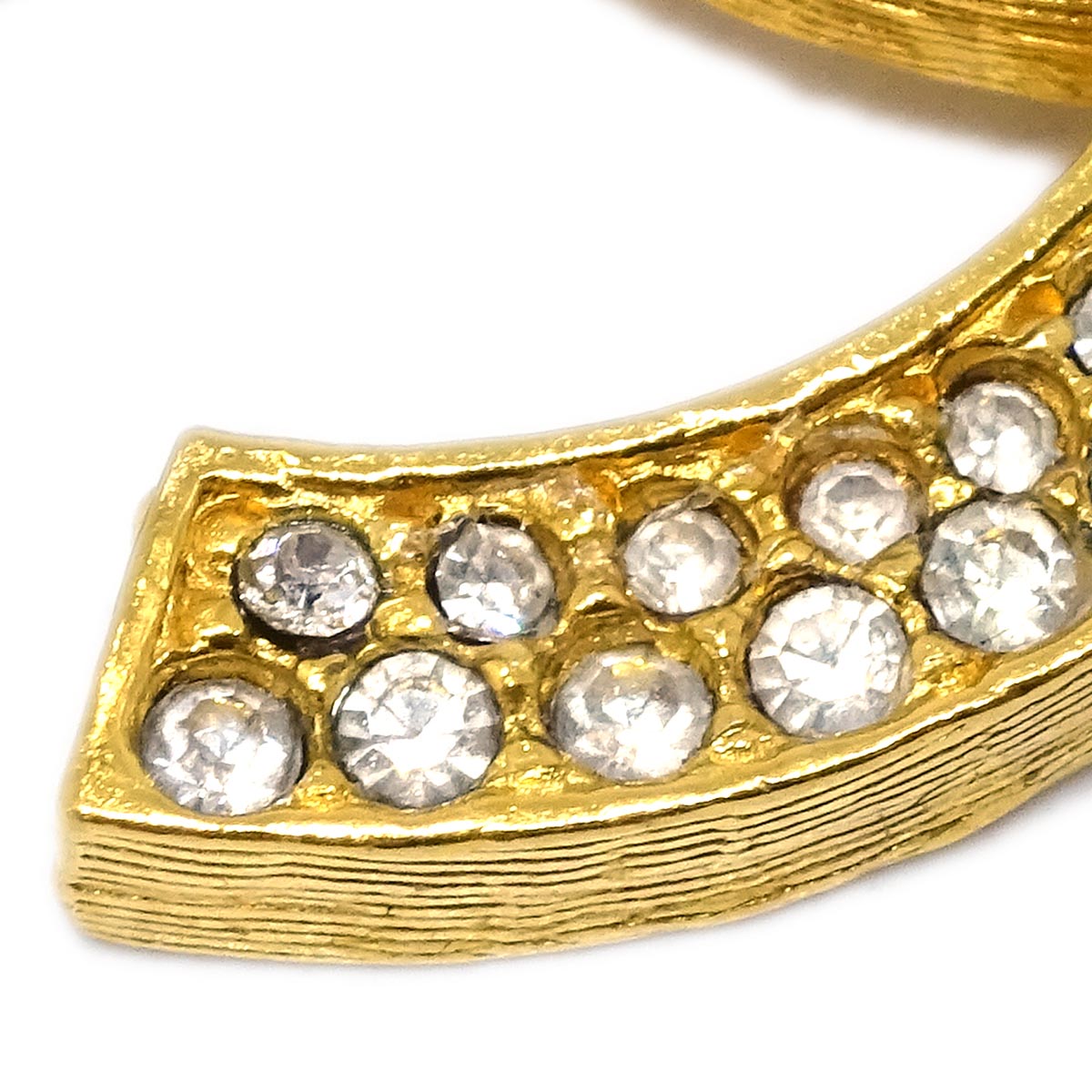 Chanel CC Brooch Pin Gold Rhinestone 174