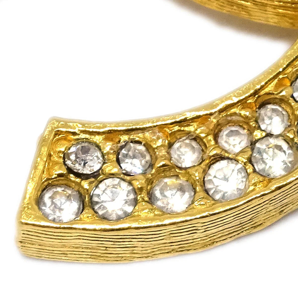 Chanel CC Brooch Pin Gold Rhinestone 174