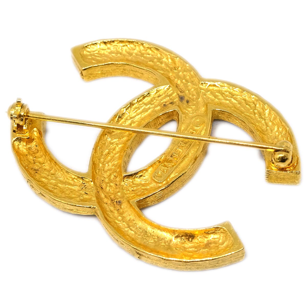 Chanel CC Brooch Pin Gold Rhinestone 174