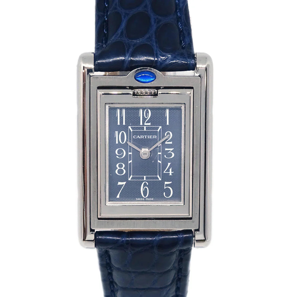 Cartier * Tank Basculante SM Ref.2386 Quartz Watch SS Navy