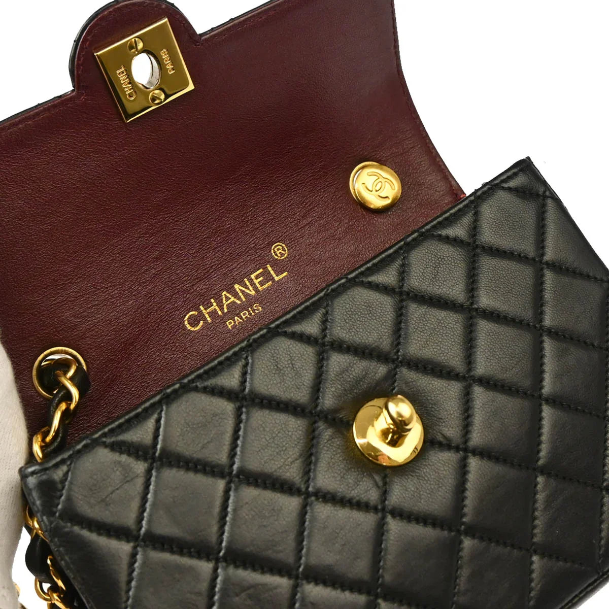 Chanel 1994-1996 Black Lambskin Paris Limited Edition Shoulder Bag