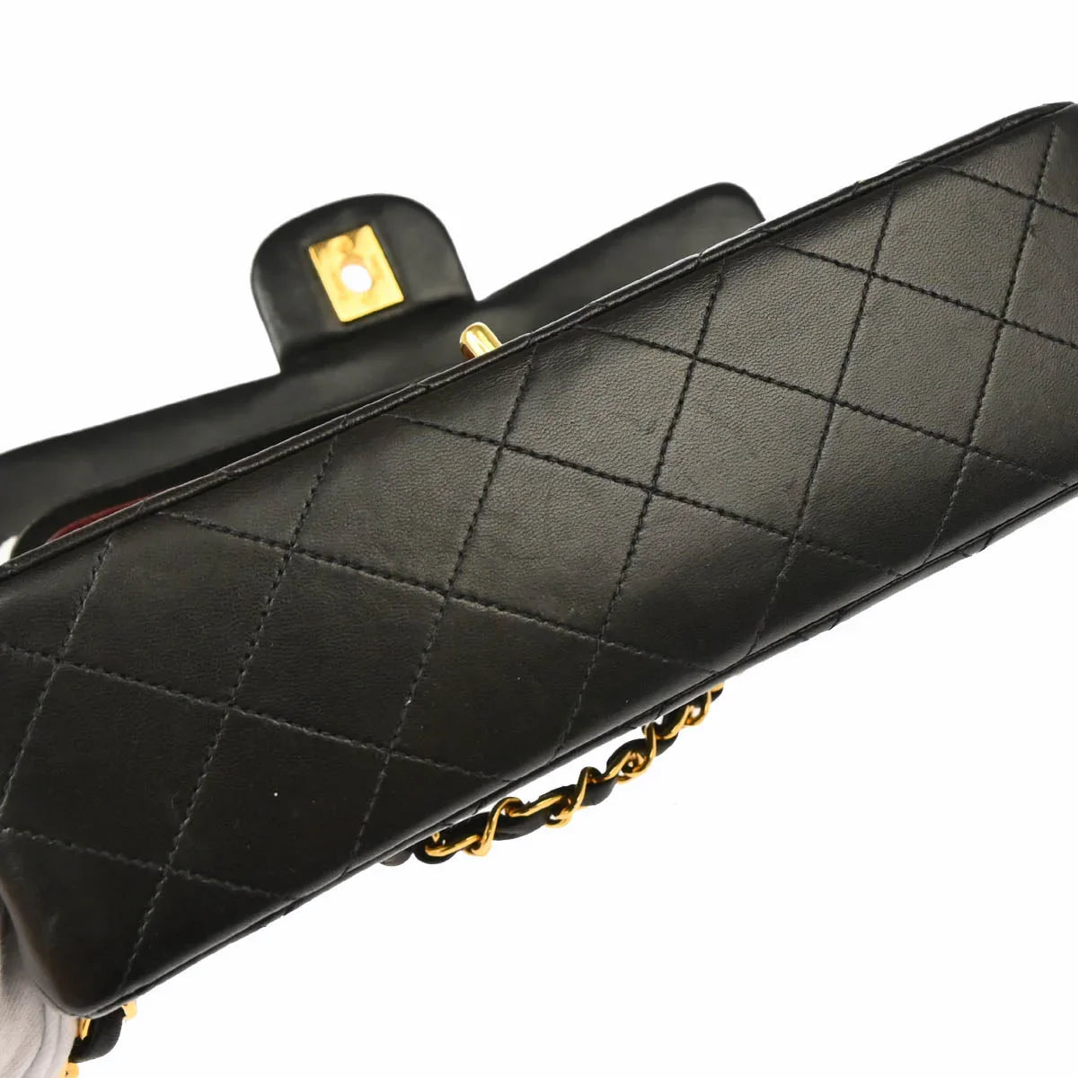 Chanel 1991-1994 Black Lambskin Small Classic Double Flap Shoulder Bag