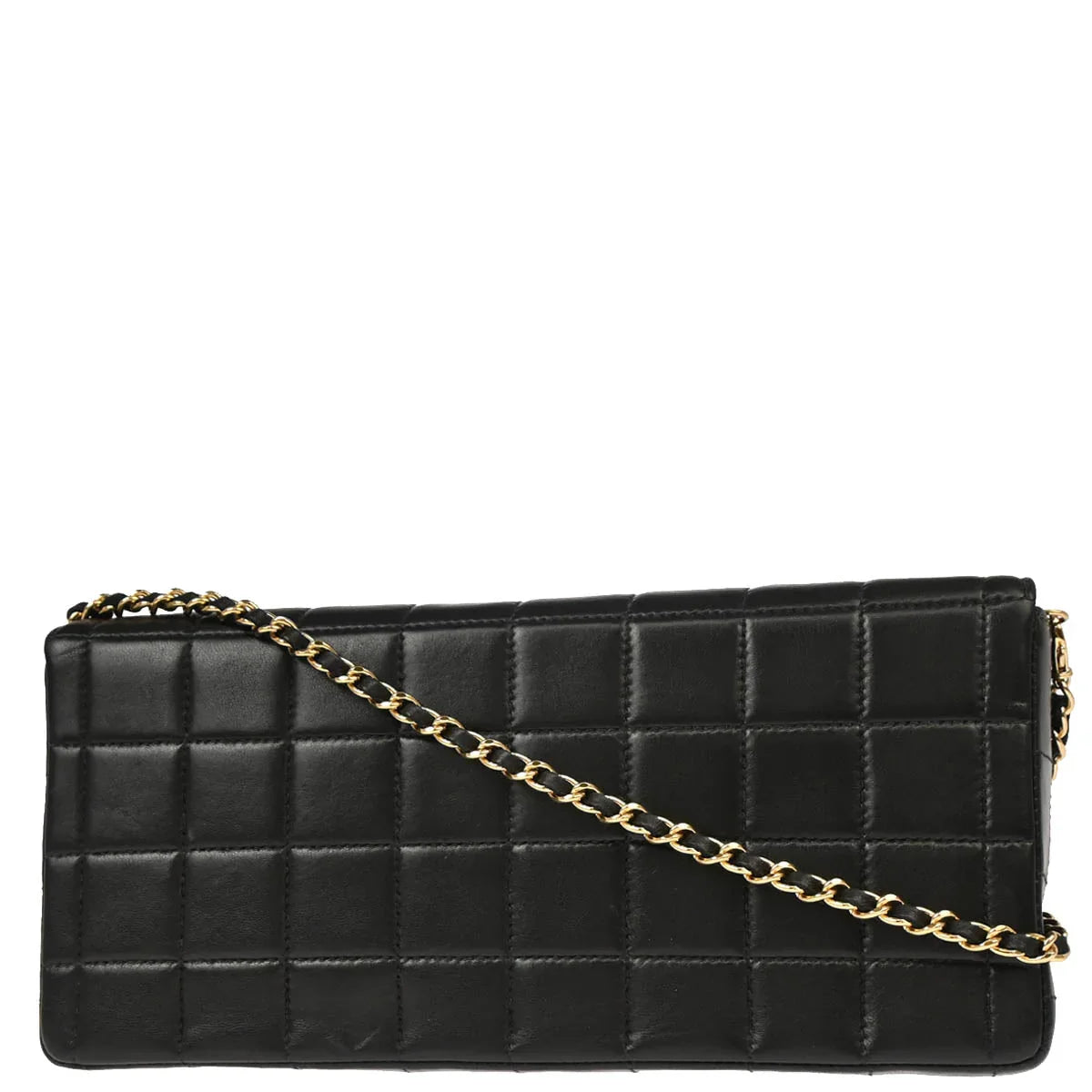 Chanel 2003-2004 Black Lambskin East West Choco Bar Shoulder Bag