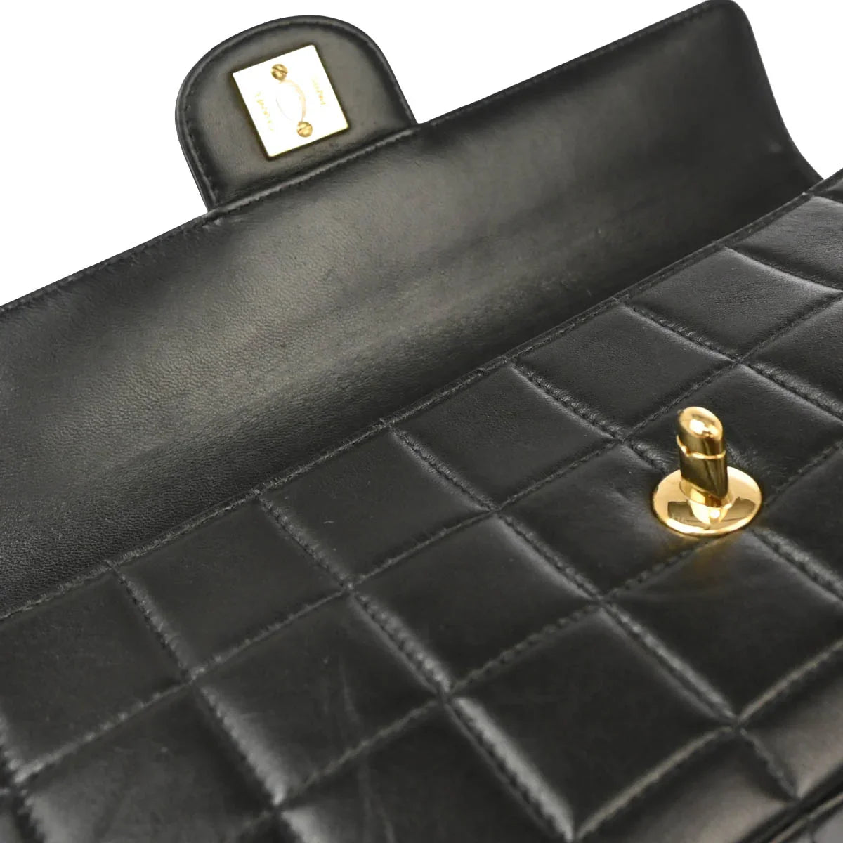 Chanel 2003-2004 Black Lambskin East West Choco Bar Shoulder Bag