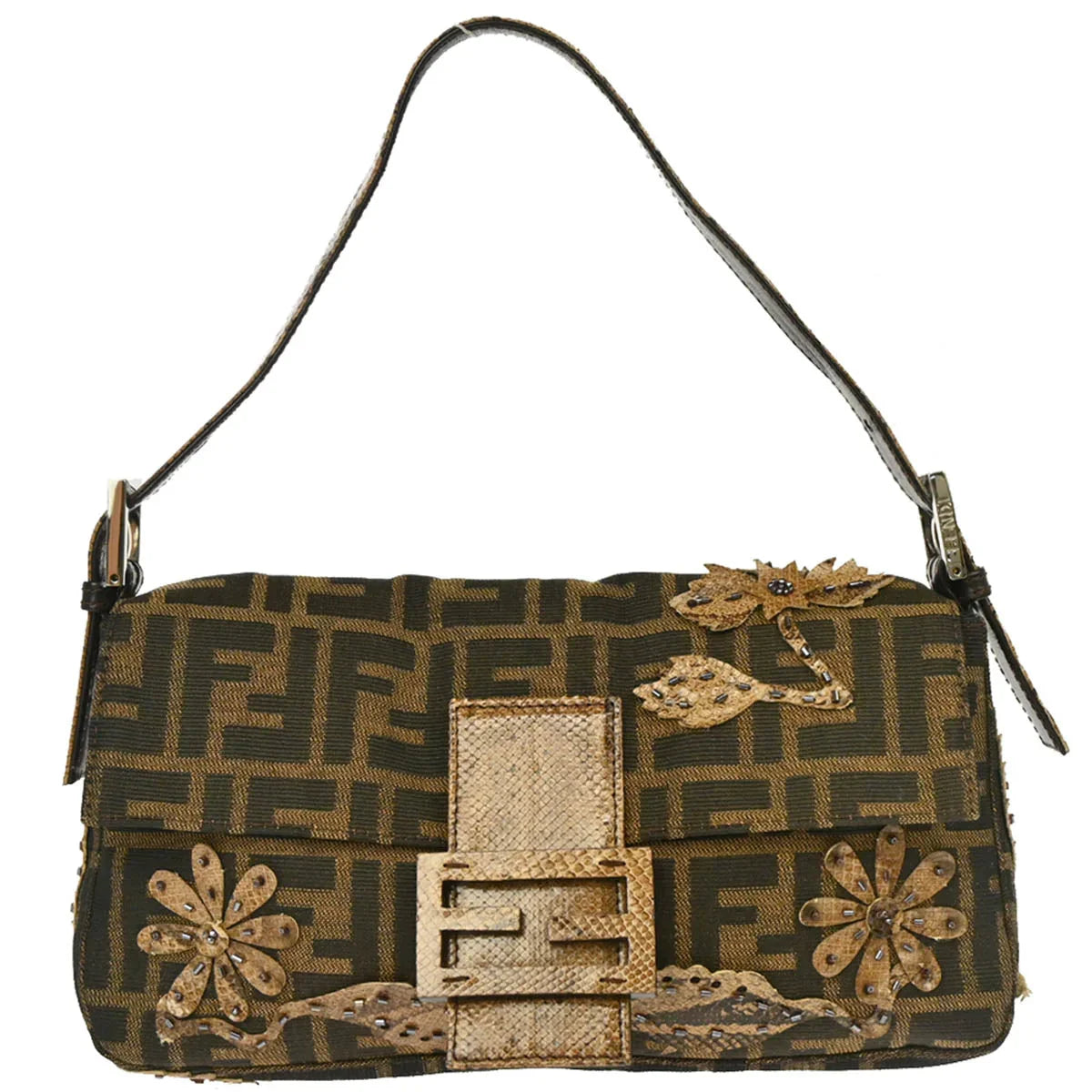 Fendi 2000s * Python Beads Zucca Baguette Handbag