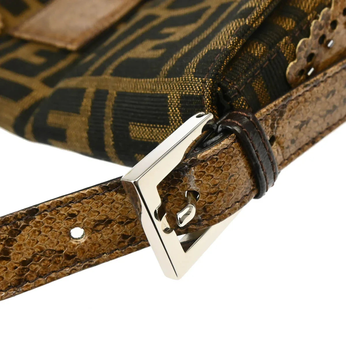 Fendi 2000s * Python Beads Zucca Baguette Handbag